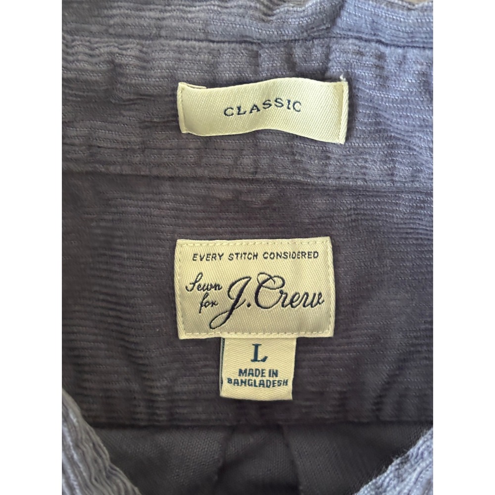 J.Crew Garment Dyed Corduroy Workshirt Men's Large Blue 2 Pocket AZ426 Heritage - Picture 2 of 8